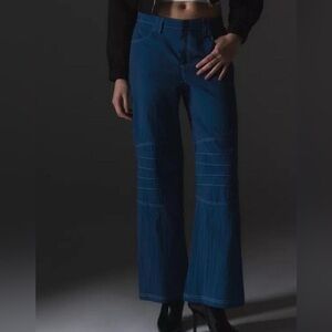 Silence + Noise Dark Blue Flare Nylon Windbreaker Utility High Waist Pants